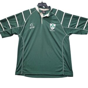 Live For Rugby Ireland Jersey Green White Striped Shamrock Mens XL LFR Polo